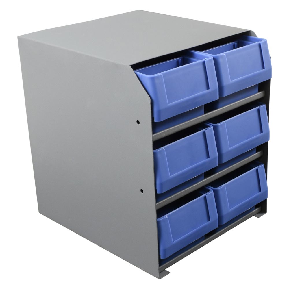 6 Stacked Small Parts Bin Cabinet
